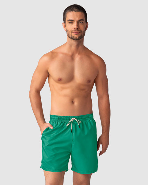 Pantaloneta de baño masculina con práctico bolsillo al lado derecho#color_632-verde