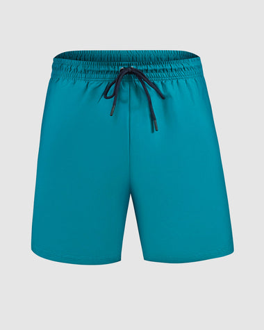 Pantaloneta de baño masculina con práctico bolsillo al lado derecho#color_728-verde