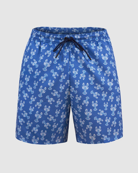 Pantaloneta de baño masculina con práctico bolsillo al lado derecho#color_b40-estampado-azul-cangrejo