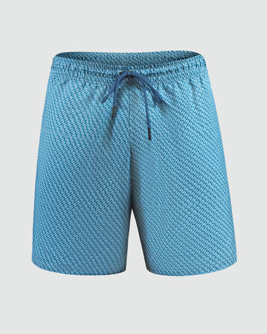 Pantaloneta de baño masculina con práctico bolsillo al lado derecho#color_c00-estampado-azul