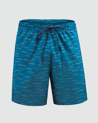 Pantaloneta de baño masculina con práctico bolsillo al lado derecho#color_c64-estampado-tiburones
