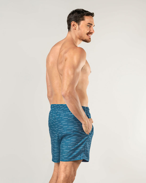 Pantaloneta de baño masculina con práctico bolsillo al lado derecho