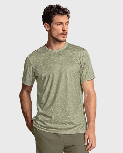 Camiseta deportiva masculina con tecnología de secado rápido#color_a78-estampado-verde