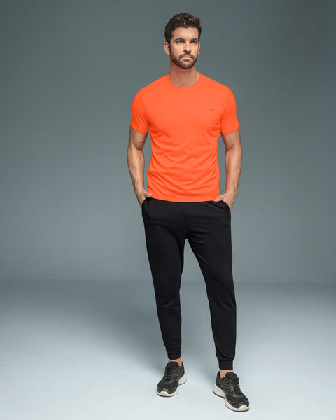 Camiseta deportiva masculina semiajustada de secado rápido#color_260-naranja