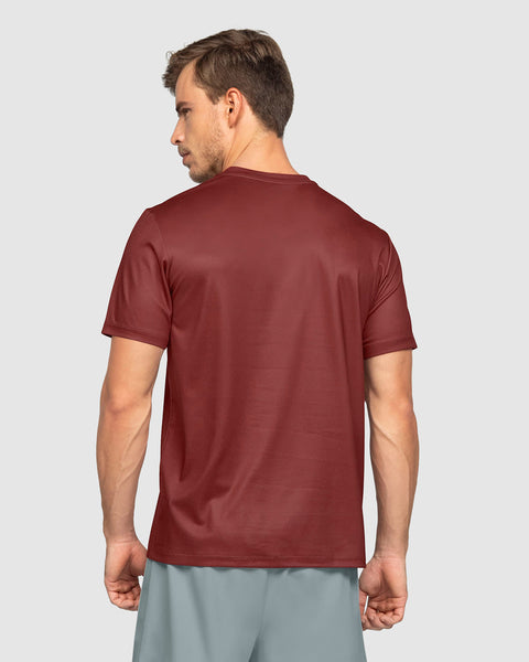 Camiseta deportiva masculina semiajustada de secado rápido#color_419-vinotinto