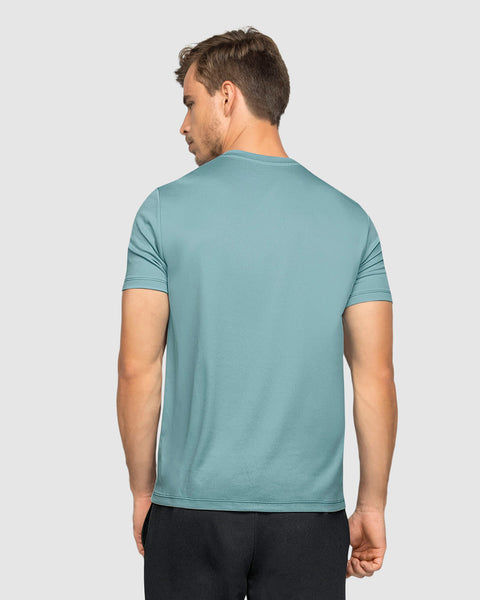 Camiseta deportiva masculina semiajustada de secado rápido#color_498-azul