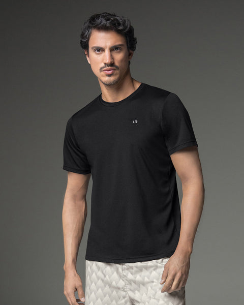 Camiseta deportiva masculina semiajustada de secado rápido#color_700-negro