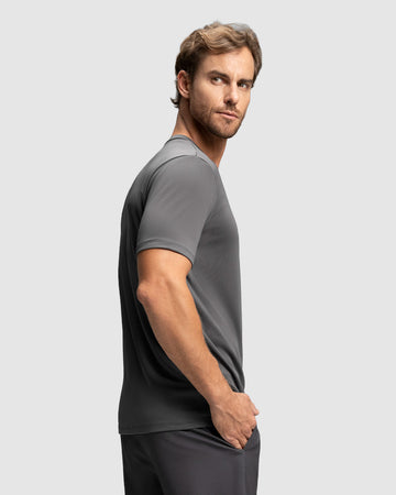 Camiseta deportiva masculina semiajustada de secado rápido#color_784-gris-oscuro