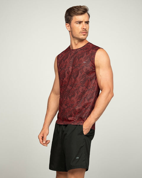 Camiseta manga sisa deportiva y de secado rápido para hombre#color_173-estampado-vino