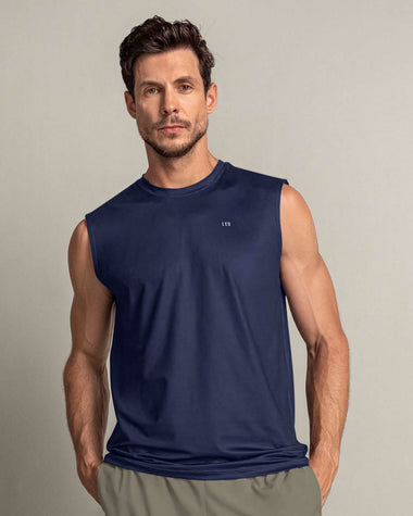 Camiseta manga sisa deportiva y de secado rápido para hombre#color_509-azul