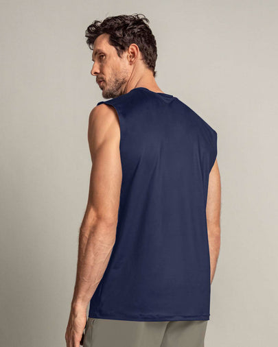 Camiseta manga sisa deportiva y de secado rápido para hombre#color_509-azul