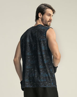 Camiseta manga sisa deportiva y de secado rápido para hombre#color_516-estampado-galaxy-azul