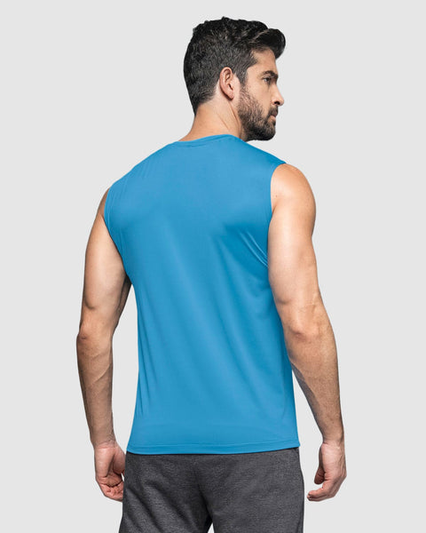 Camiseta manga sisa deportiva y de secado rápido para hombre#color_519-azul