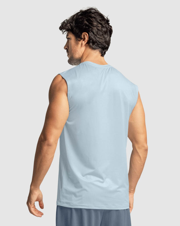 Camiseta manga sisa deportiva y de secado rápido para hombre#color_591-azul-claro