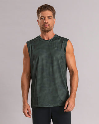 Camiseta manga sisa deportiva y de secado rápido para hombre#color_661-estampado-verde