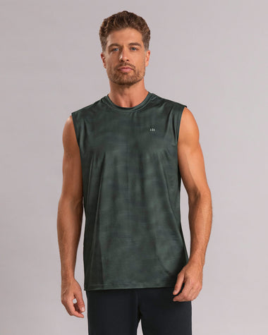 Camiseta manga sisa deportiva y de secado rápido para hombre#color_661-estampado-verde