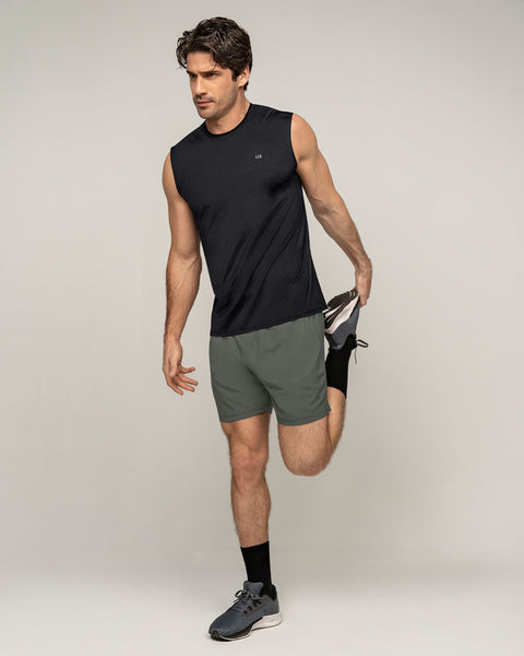 Camiseta manga sisa deportiva y de secado rápido para hombre#color_700-negro