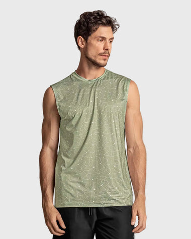 Camiseta manga sisa deportiva y de secado rápido para hombre#color_a78-estampado-verde