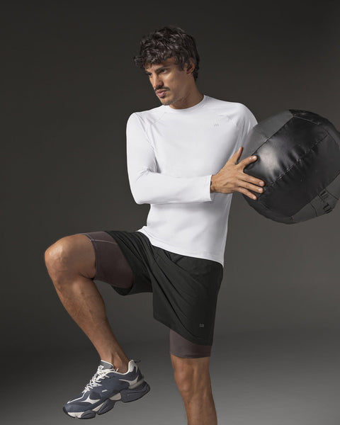 Camiseta deportiva masculina manga larga con protección UV#color_000-blanco