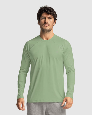 Camiseta deportiva masculina manga larga con protección UV#color_615-verde