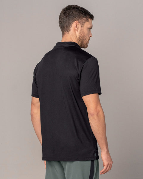 Camiseta deportiva transpirable con cuello tipo polo#color_700-negro