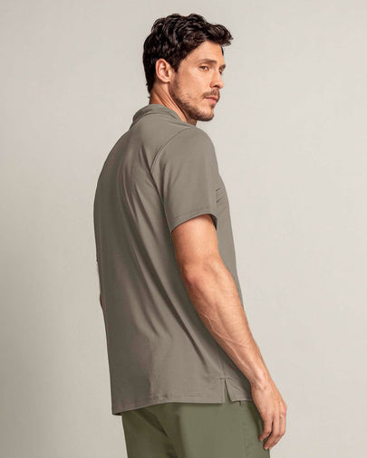 Camiseta deportiva transpirable con cuello tipo polo#color_789-arena