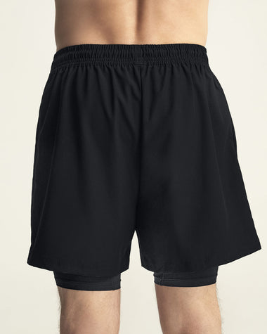 Pantaloneta deportiva con bolsillo lateral con bóxer interno#color_700-negro