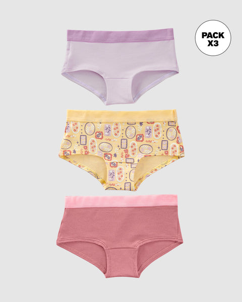 Hipster x3 para niña#color_s04-lila-amarillo-estampado-flores-coral