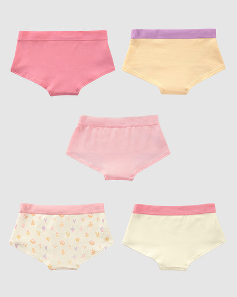 Paquete x 5 panties tipo hipster para niña#color_s02-naranja-marfil-estampado-rosado-fucsia