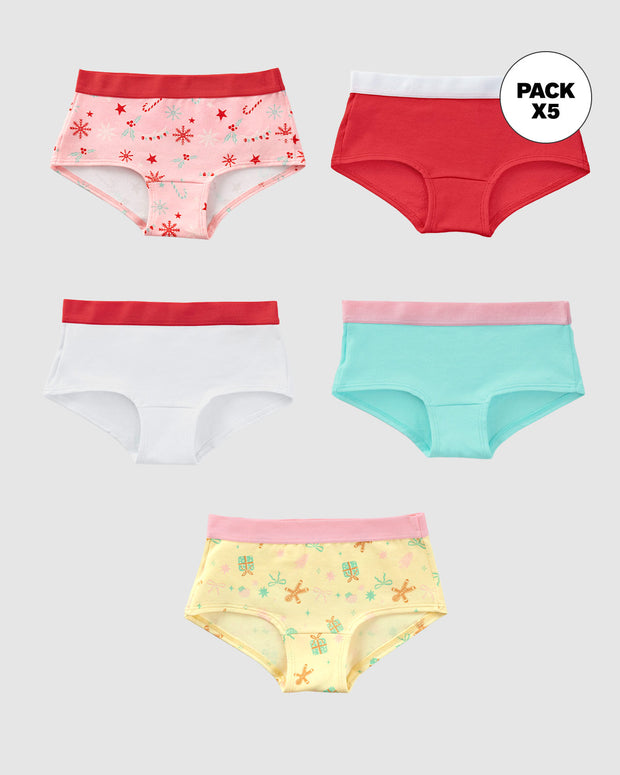 Paquete x 5 panties tipo hipster para niña
