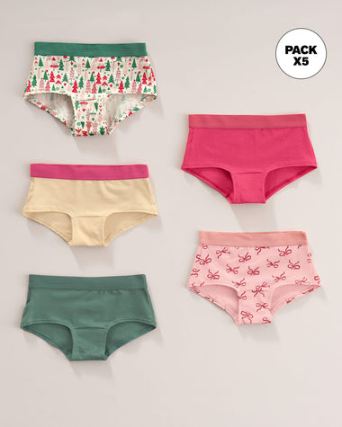 Paquete x 5 panties tipo hipster para niña#color_s31-surtido-verde-navidad