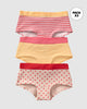 Paquete x 3 panties tipo hipster en algodón suave para niña#color_s41-corazones-rayas-estampado-love