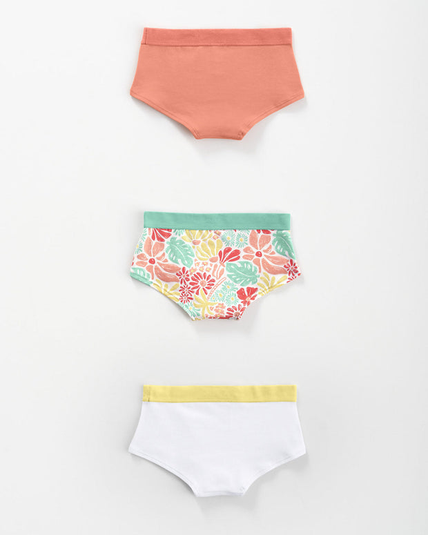 Paquete x 3 panties tipo hipster en algodón suave para niña#color_s46-coral-estampado-blanco