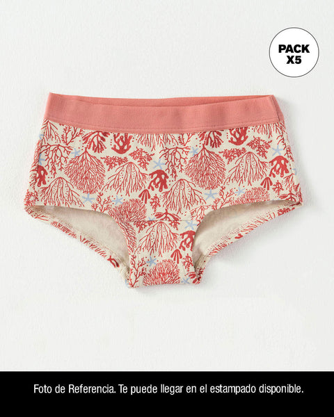 Paquete x 5 panties tipo hipster en algodón suave para niña#color_980-estampado-surtido