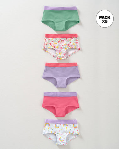 paquete-x-5-panties-tipo-hipster-en-algodon-suave-para-nina#color_s24-lila-unicornio-arco-iris-verde-rosado