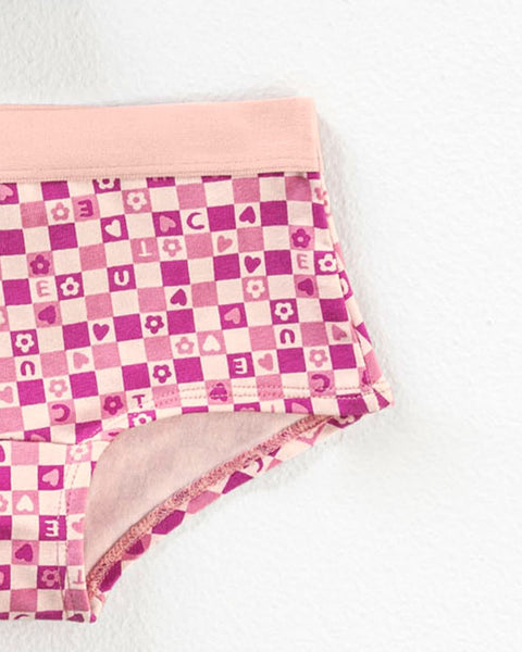 Paquete x 5 panties tipo hipster en algodón suave para niña#color_s26-cuadros-rayas-rosado-azul-blanco