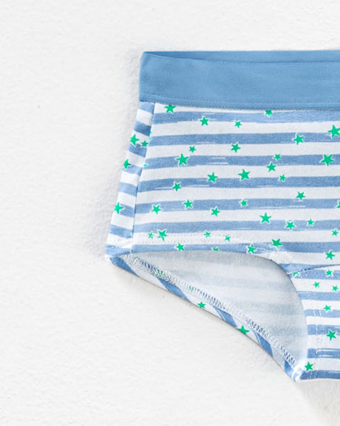 Paquete x 5 panties tipo hipster en algodón suave para niña#color_s26-cuadros-rayas-rosado-azul-blanco