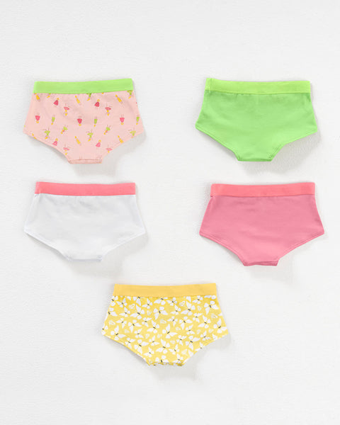 Paquete x 5 panties tipo hipster en algodón suave para niña#color_s27-munecas-mariposas-rosado-blanco-verde