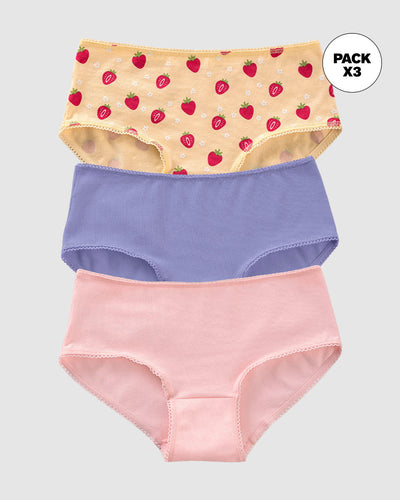 Paquete x3 panty clásico para niña#color_s02-amarillo-estampado-puntos-azul-rosa