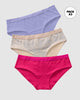 Paquete x 3 panties estilo hipster en algodón#color_s55-rosado-claro-estampado-fucsia-lila