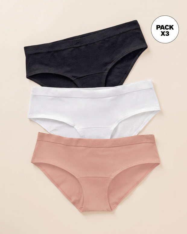 Paquete x 3 panties estilo hipster en algodón