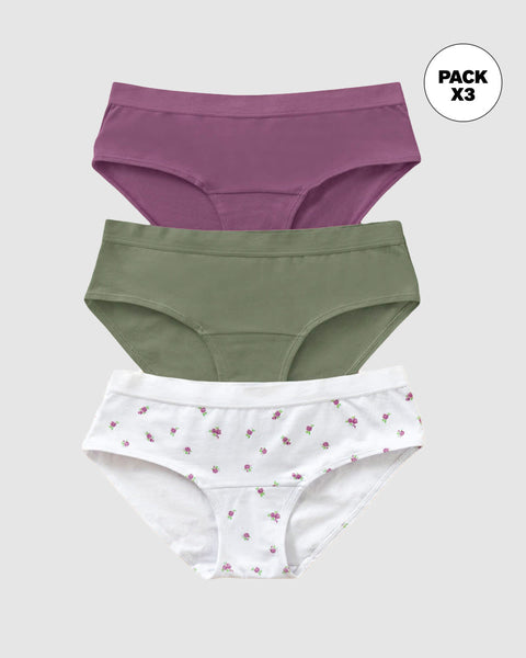 Paquete x 3 panties estilo hípster en algodón#color_s69-verde-oscuro-lila-claro