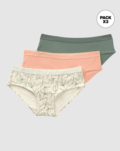 Paquete x 3 panties estilo hípster en algodón#color_s77-marfil-estampado-mandarina-verde