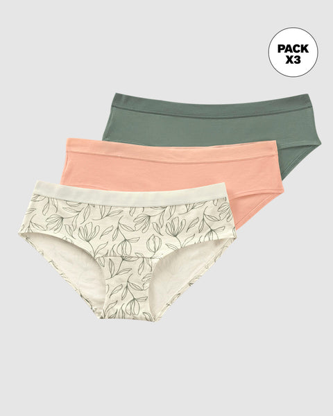 Paquete x 3 panties estilo hípster en algodón#color_s77-marfil-estampado-mandarina-verde