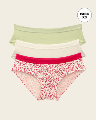 Paquete x 3 panties estilo hípster en algodón#color_s81-marfil-estampado-verde-perla