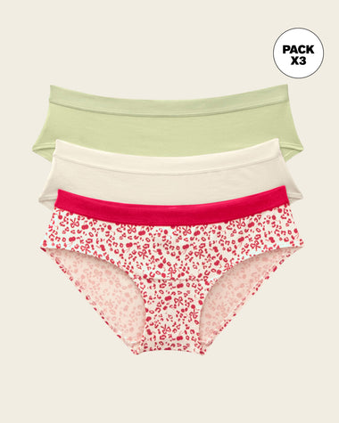 Paquete x 3 panties estilo hípster en algodón#color_s81-marfil-estampado-verde-perla