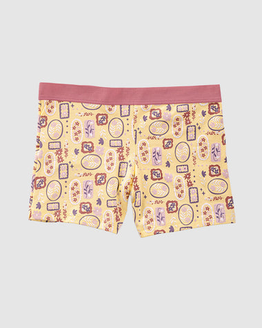 Bóxer para niña elaborado en algodón#color_952-amarillo-estampado-flores