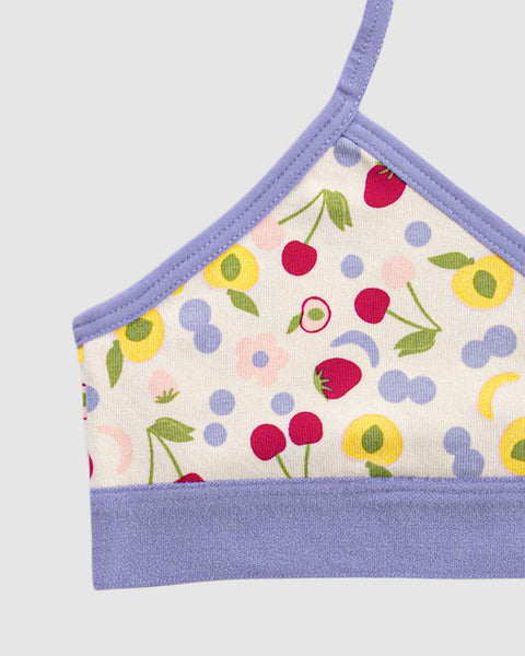 Top principiante con espalda deportiva para niña paquete x 2#color_s02-amarillo-claro-marfil-estampado-flores