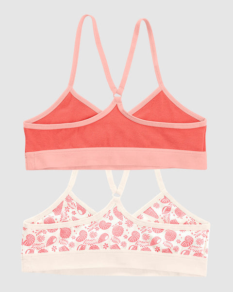 Top principiante con espalda deportiva para niña paquete x 2#color_s18-marfil-estampado-coral