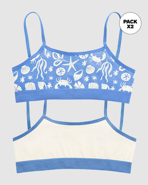 Paquete x 2 Top para niña#color_s17-marfil-azul-estampado